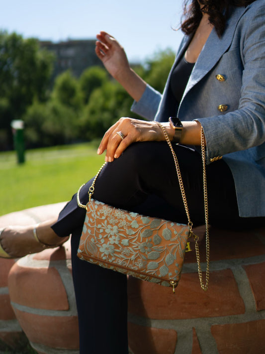 Zippy jacquard nocciola e verde