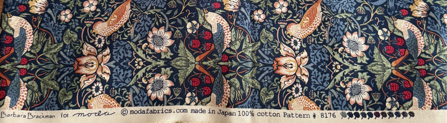 Bond reversibile in jeans nero e tessuto Made in Japan - collezione “Best of Morris” di Barbara Brackman