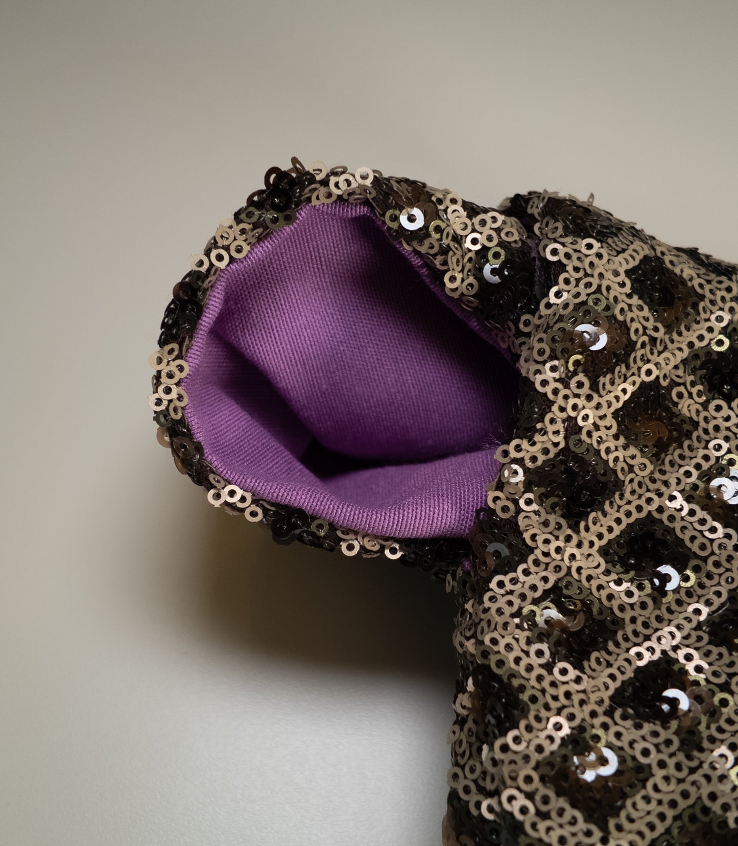 Bond paillettes marrone e oro