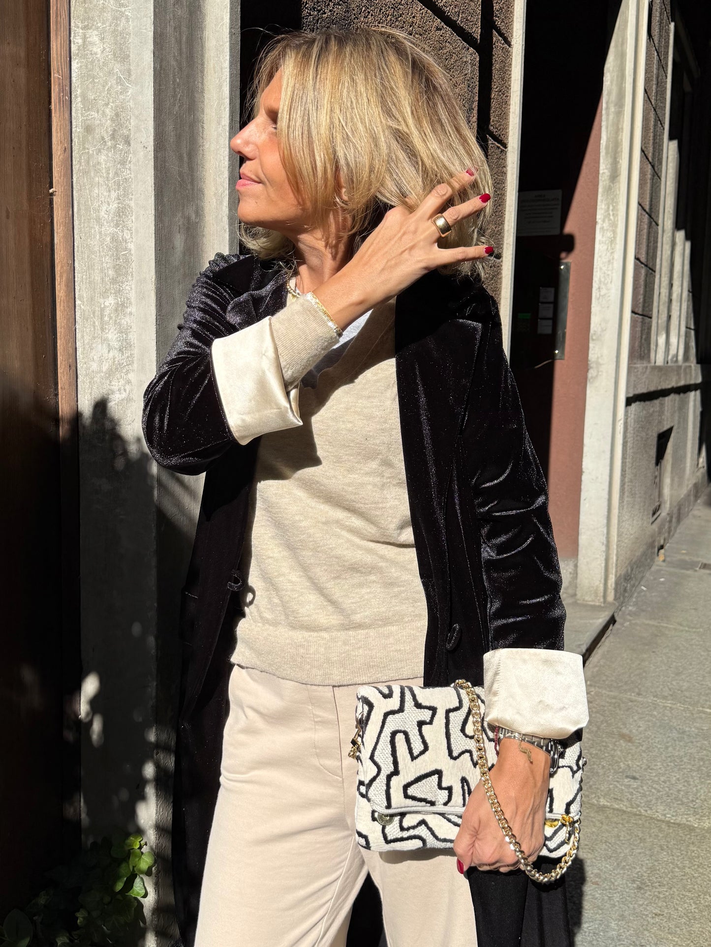 Zippy Jacquard velluto bianca e nera