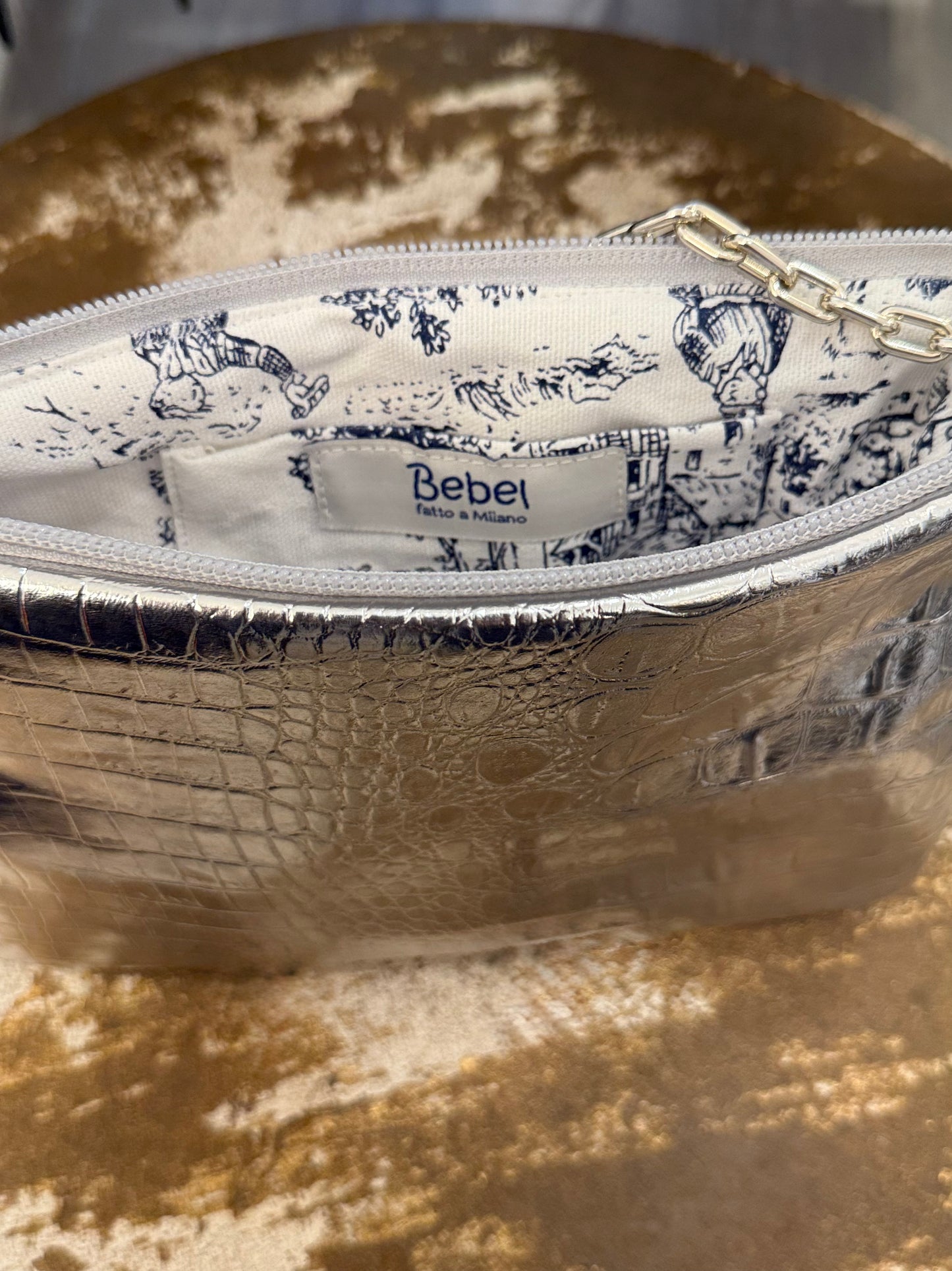 La Poshetta pelle sintetica cocco argento