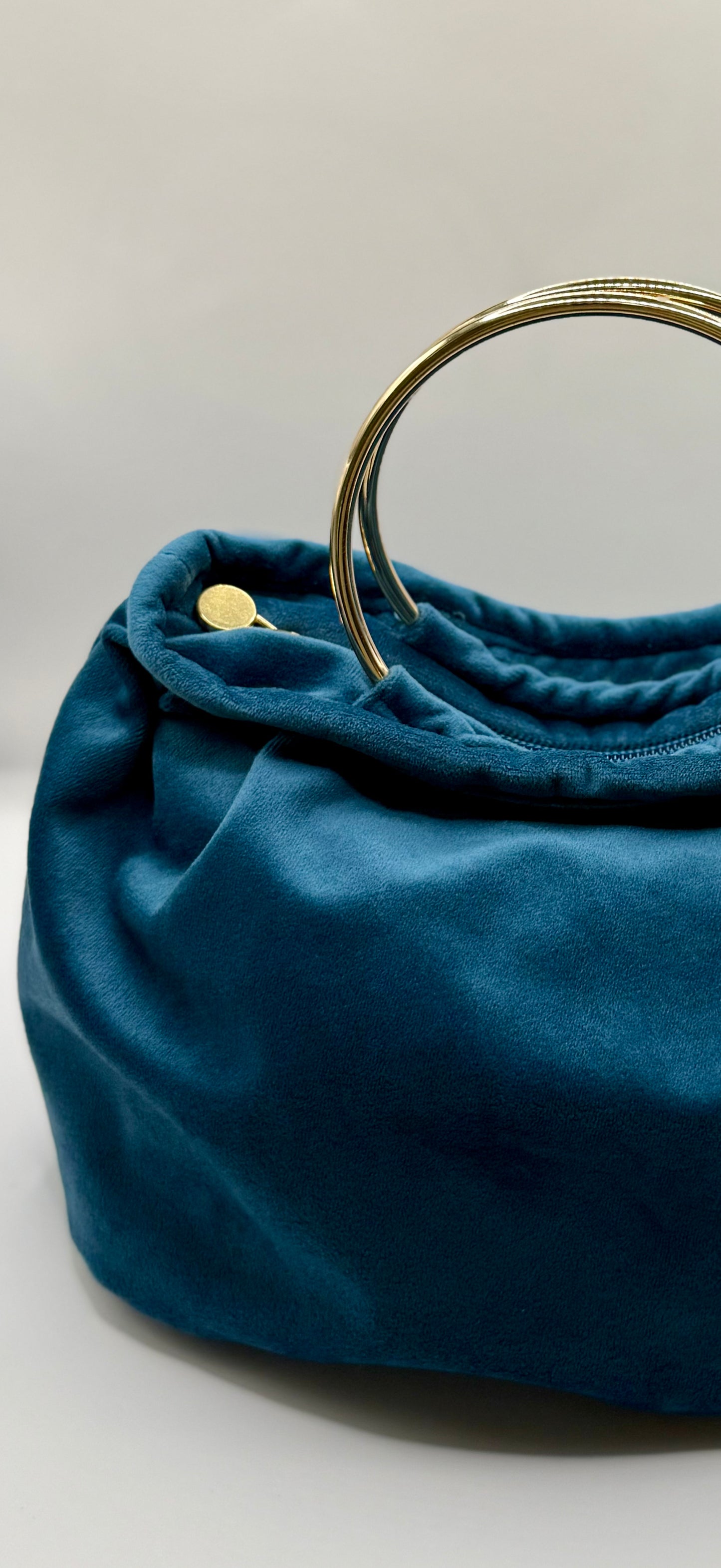 Bignè velluto petrolio - Manico a due cerchi