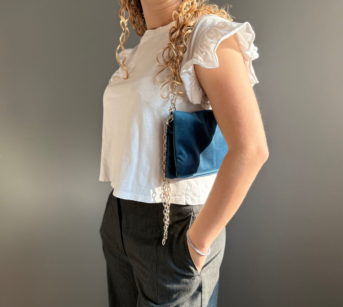 Zippy velluto petrolio