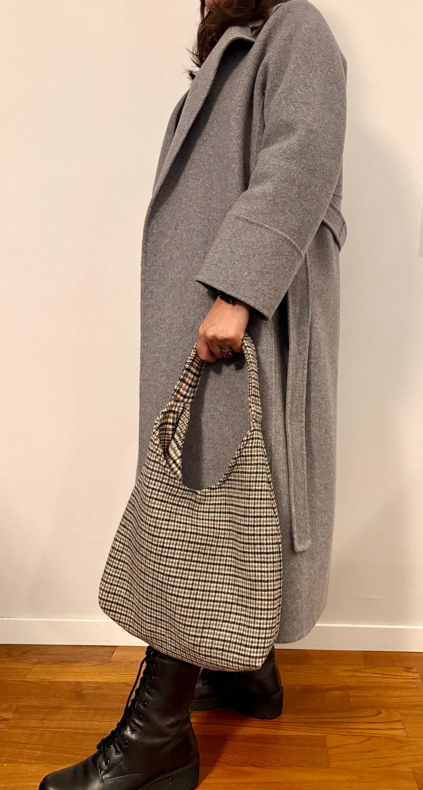 Angie Bag Pied de Poule tortora e nero