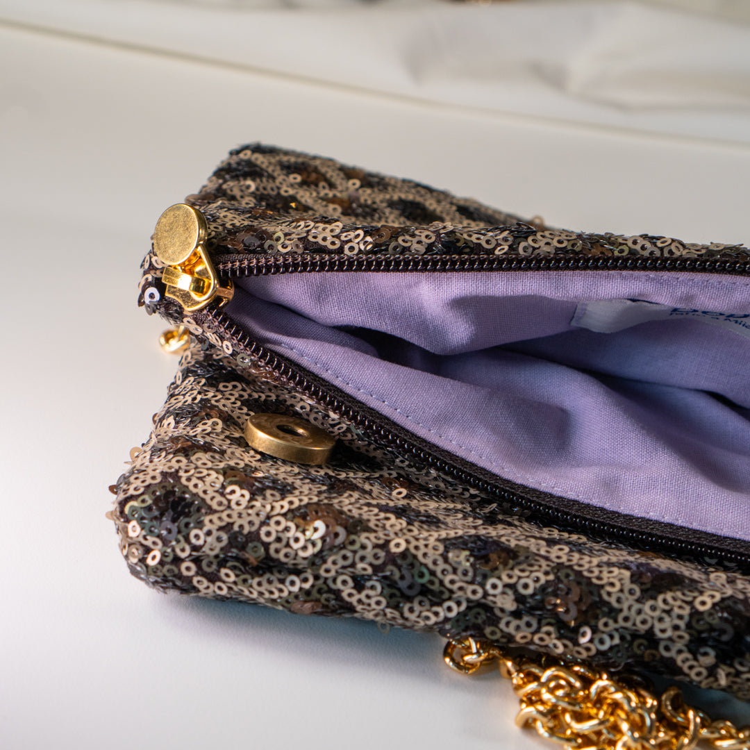 Zippy paillettes marroni e beige