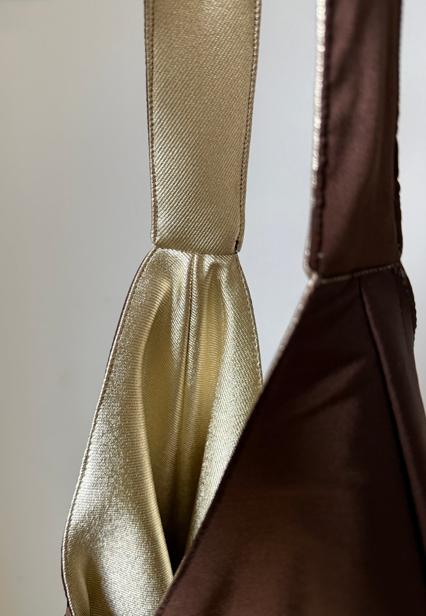 Angie Bag Jeans oro reversibile - Interno Shantung cioccolato