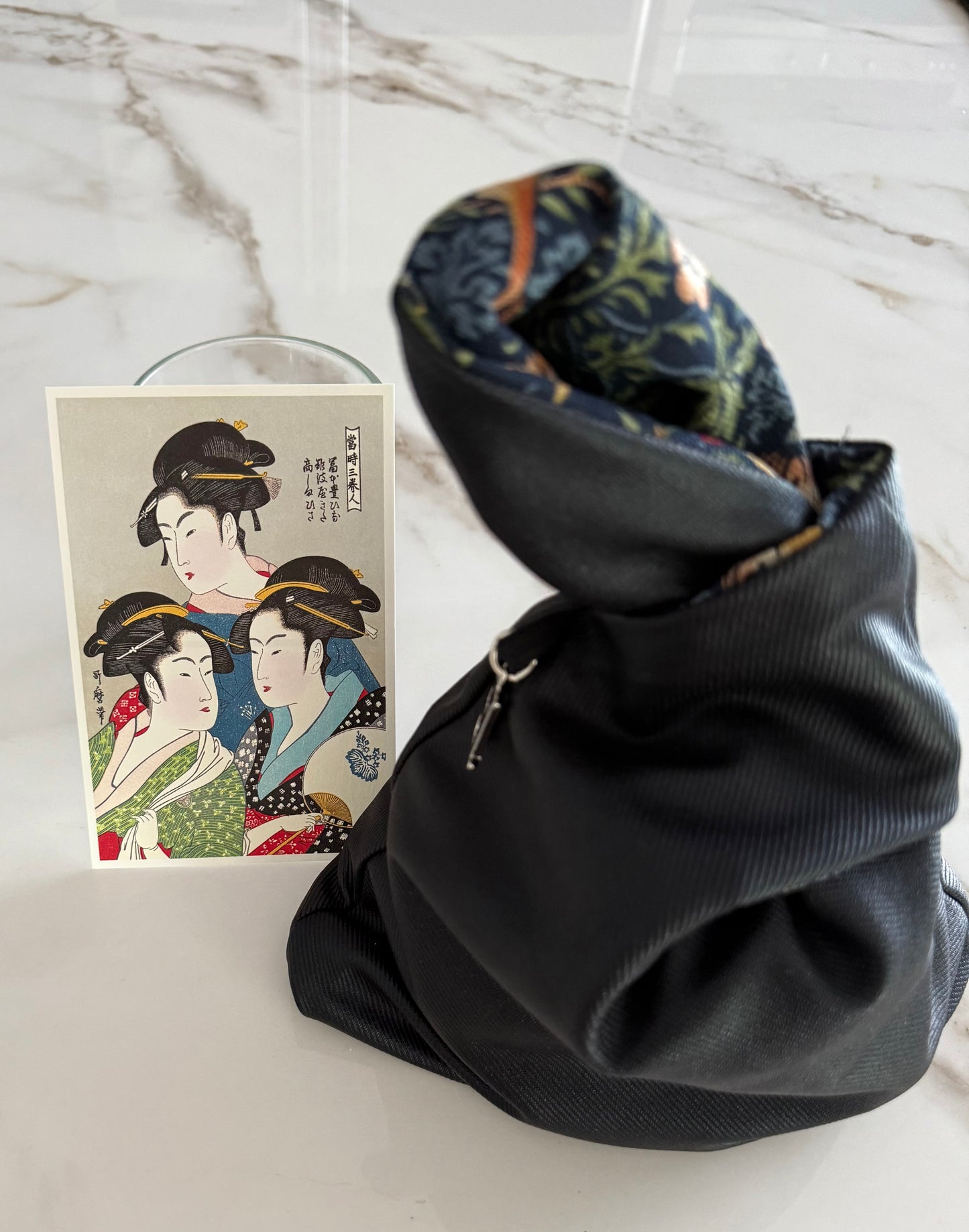 Bond reversibile in jeans nero e tessuto Made in Japan - collezione “Best of Morris” di Barbara Brackman