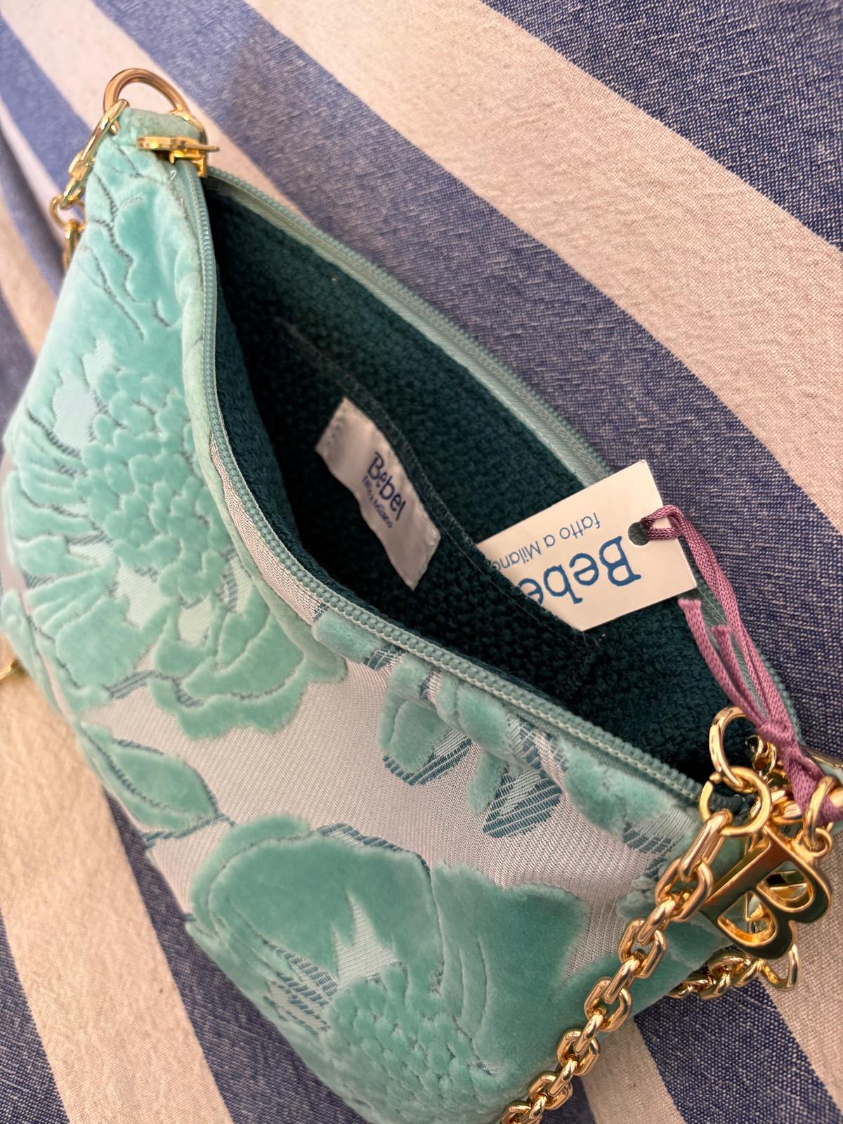 La Poshetta jacquard a fiori verde acqua