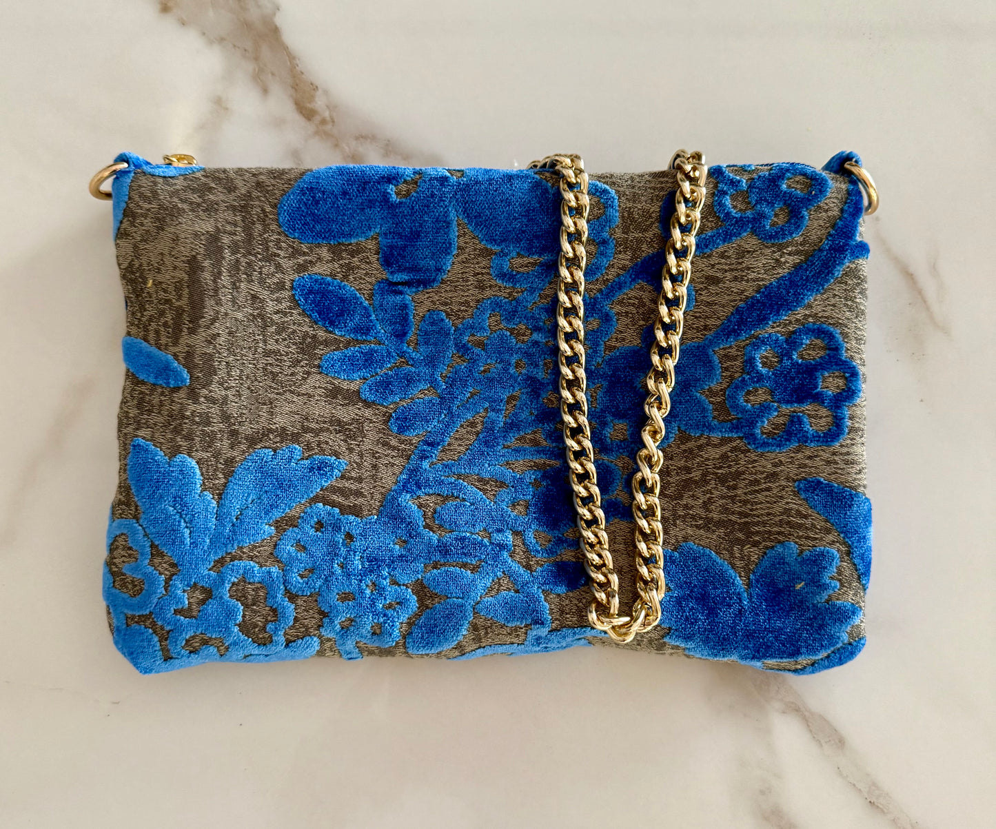 La Poshetta jacquard a fiori celesti