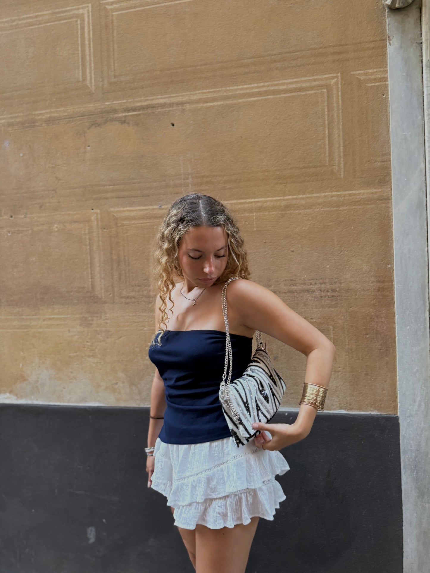 Zippy paillettes bianche nere e argento