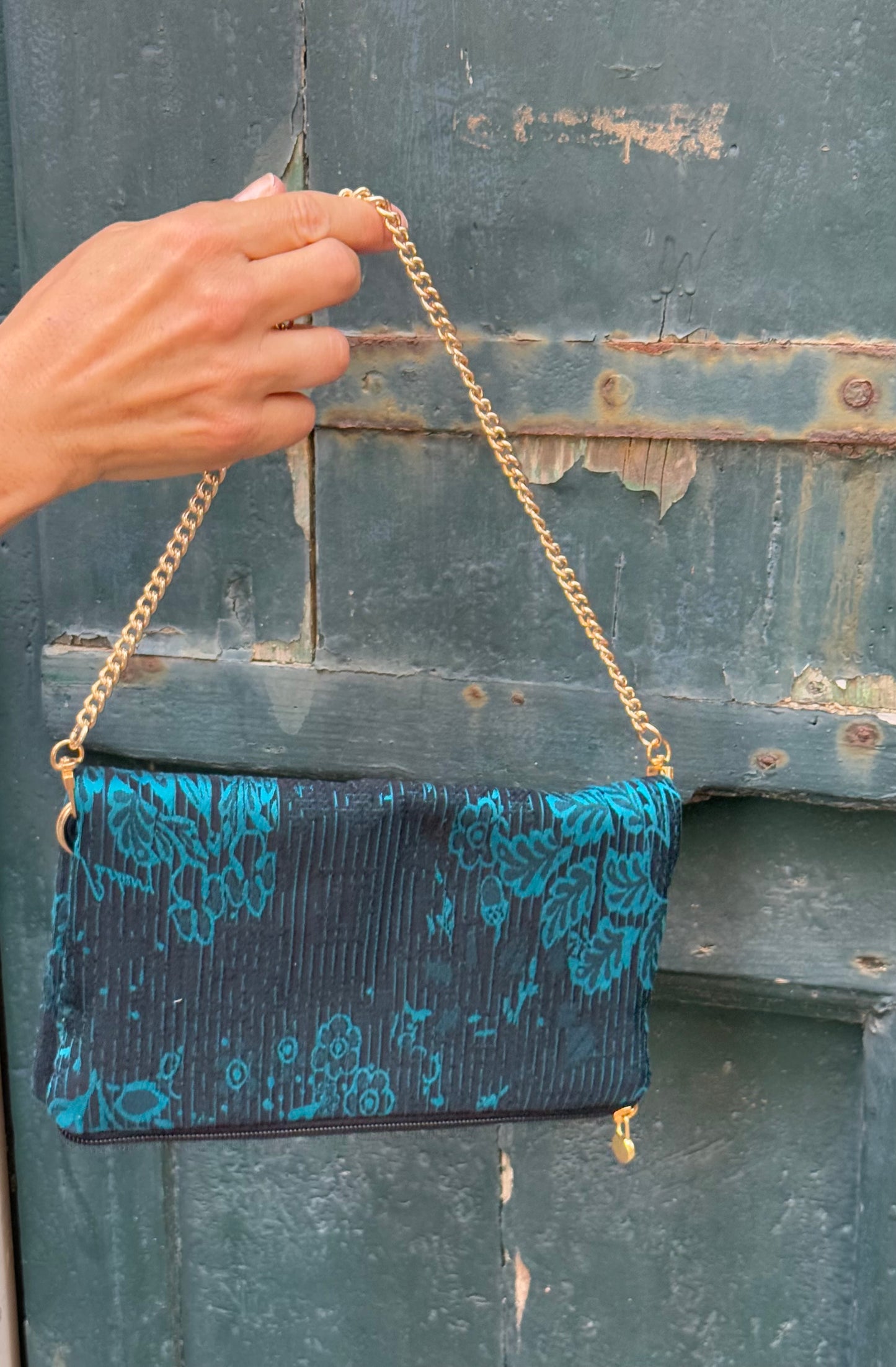Zippy jacquard floreale nero e verde