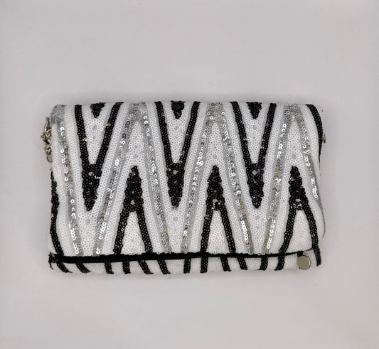 Zippy paillettes bianche nere e argento