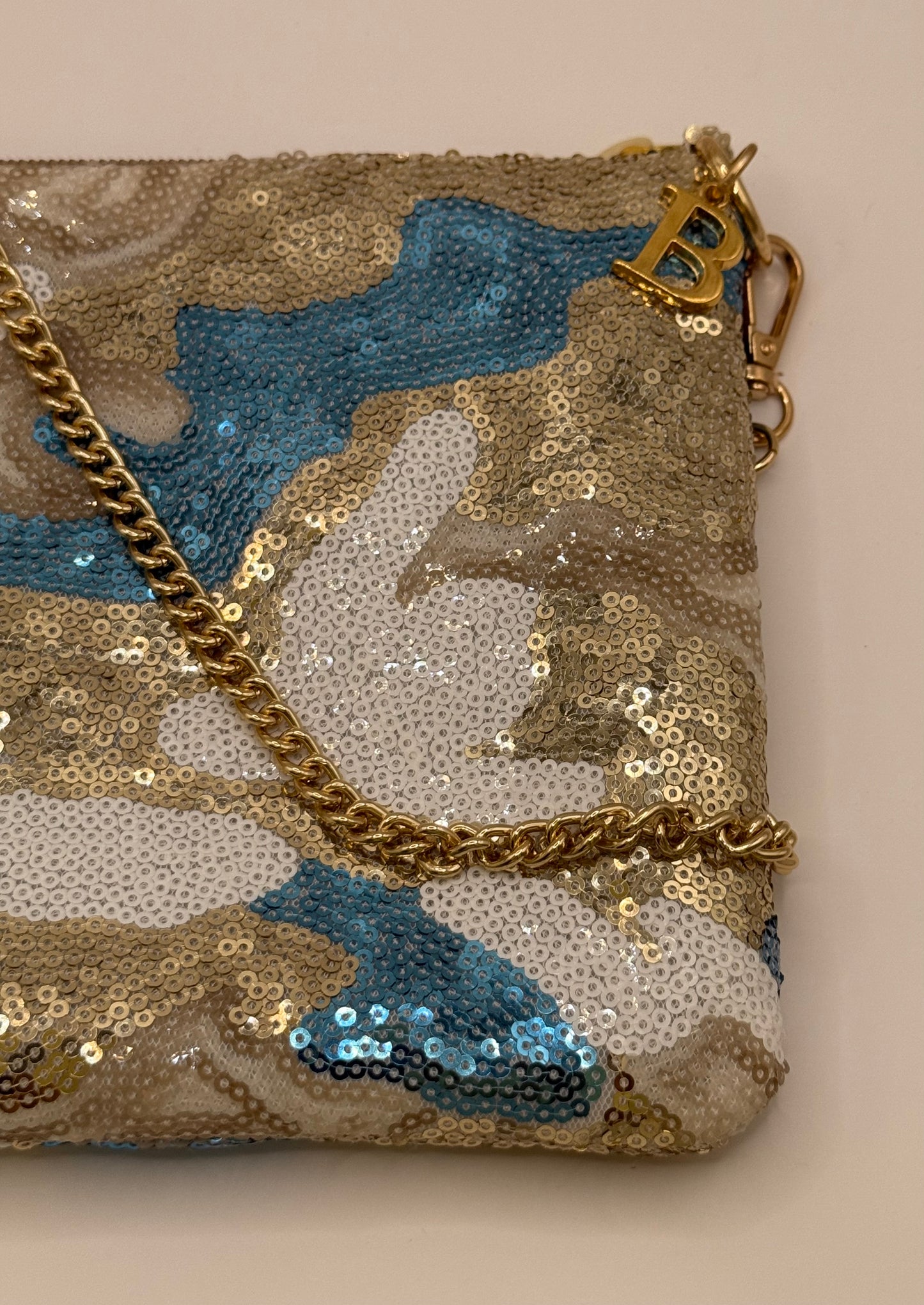La Poshetta paillettes panna, beige e azzurro