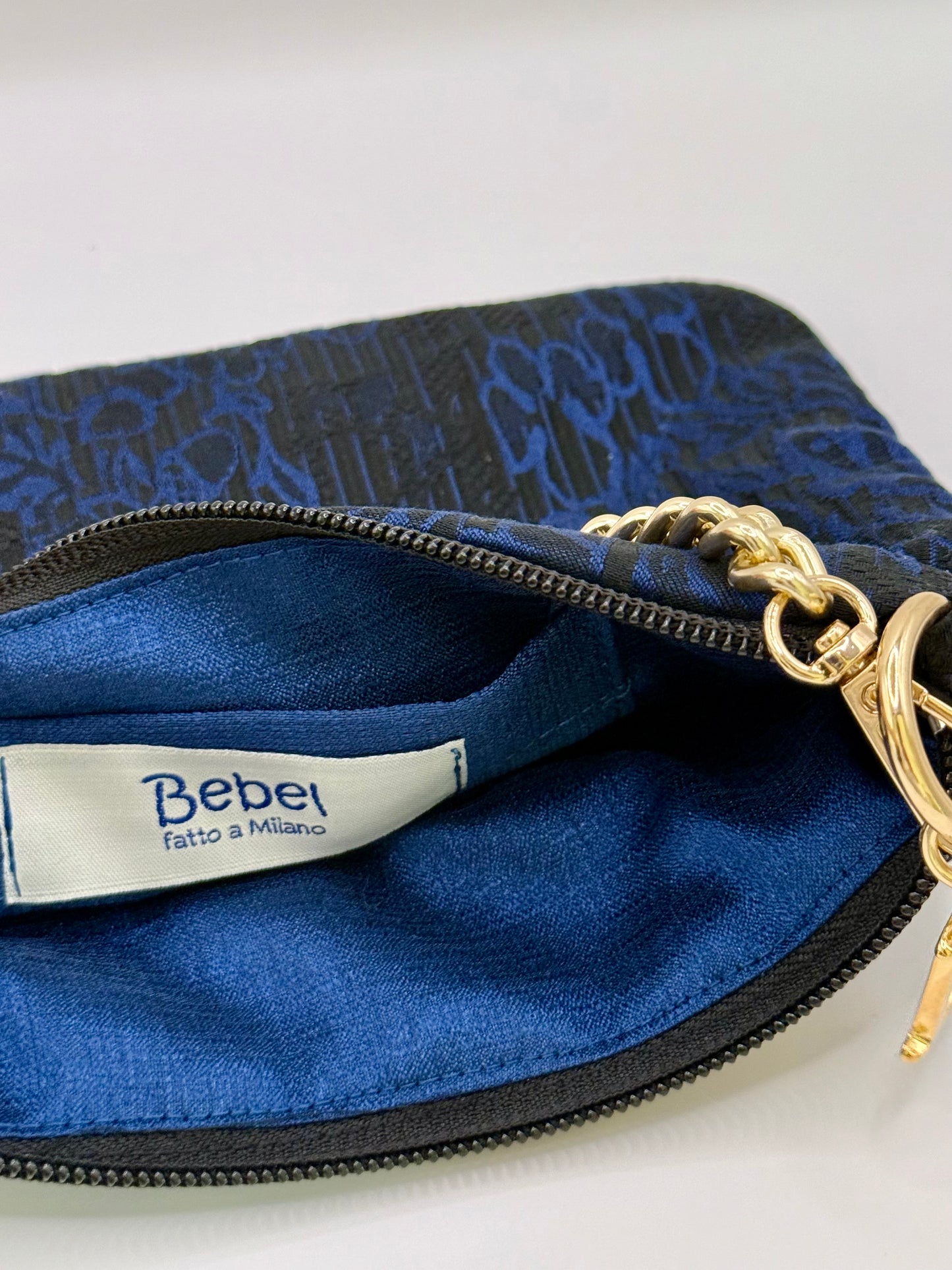 La Poshetta Mini jacquard nero e blu