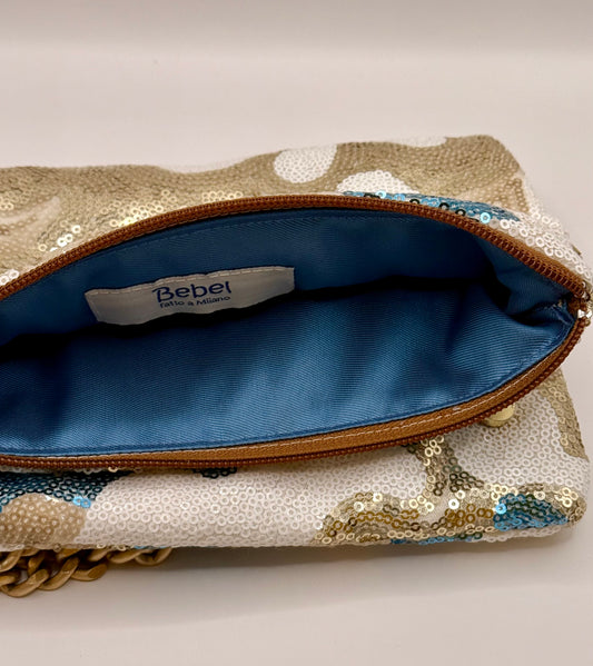 Zippy paillettes bianche, beige e azzurre