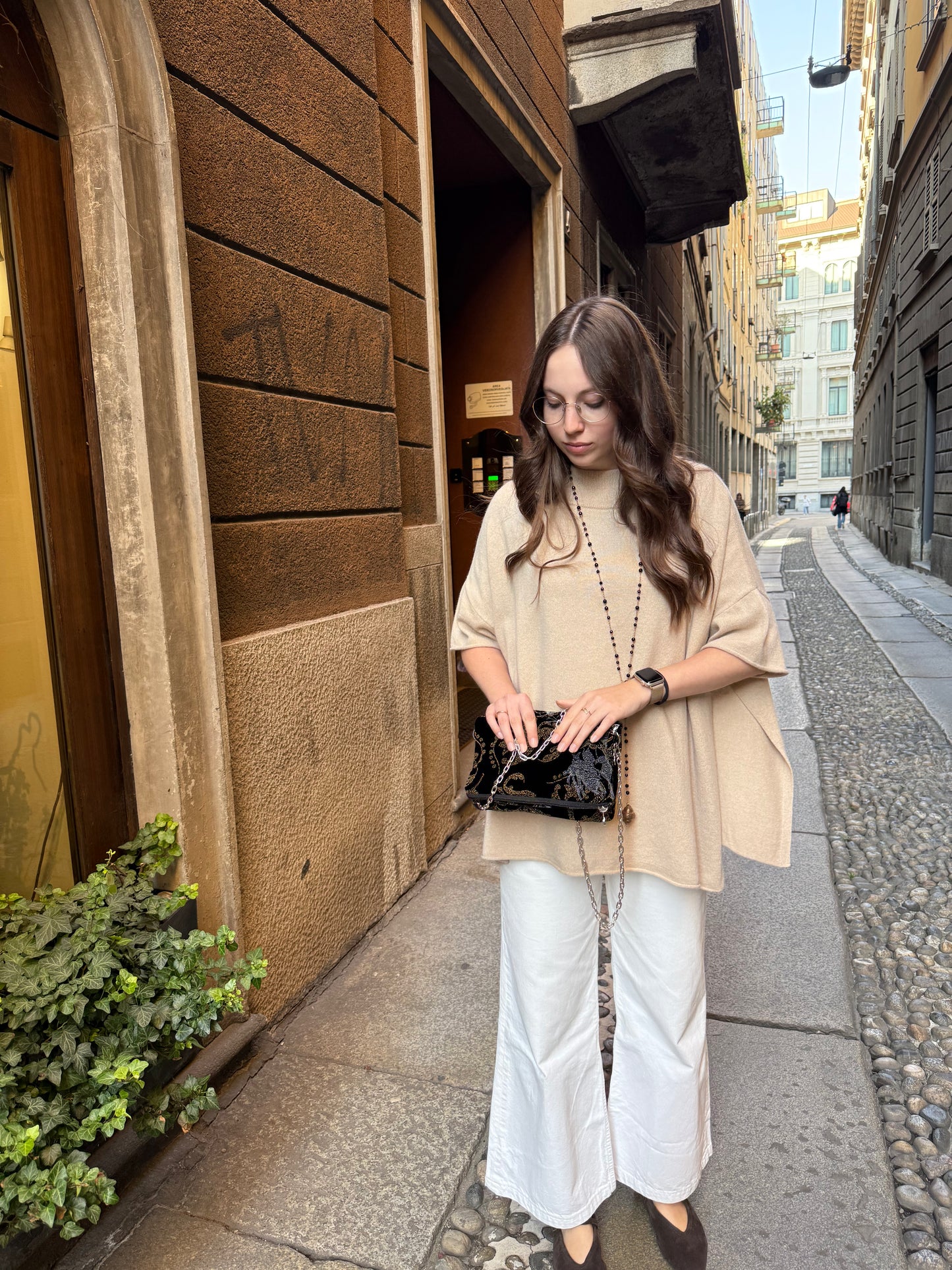 Zippy nera in velluto Jacquard a fiori