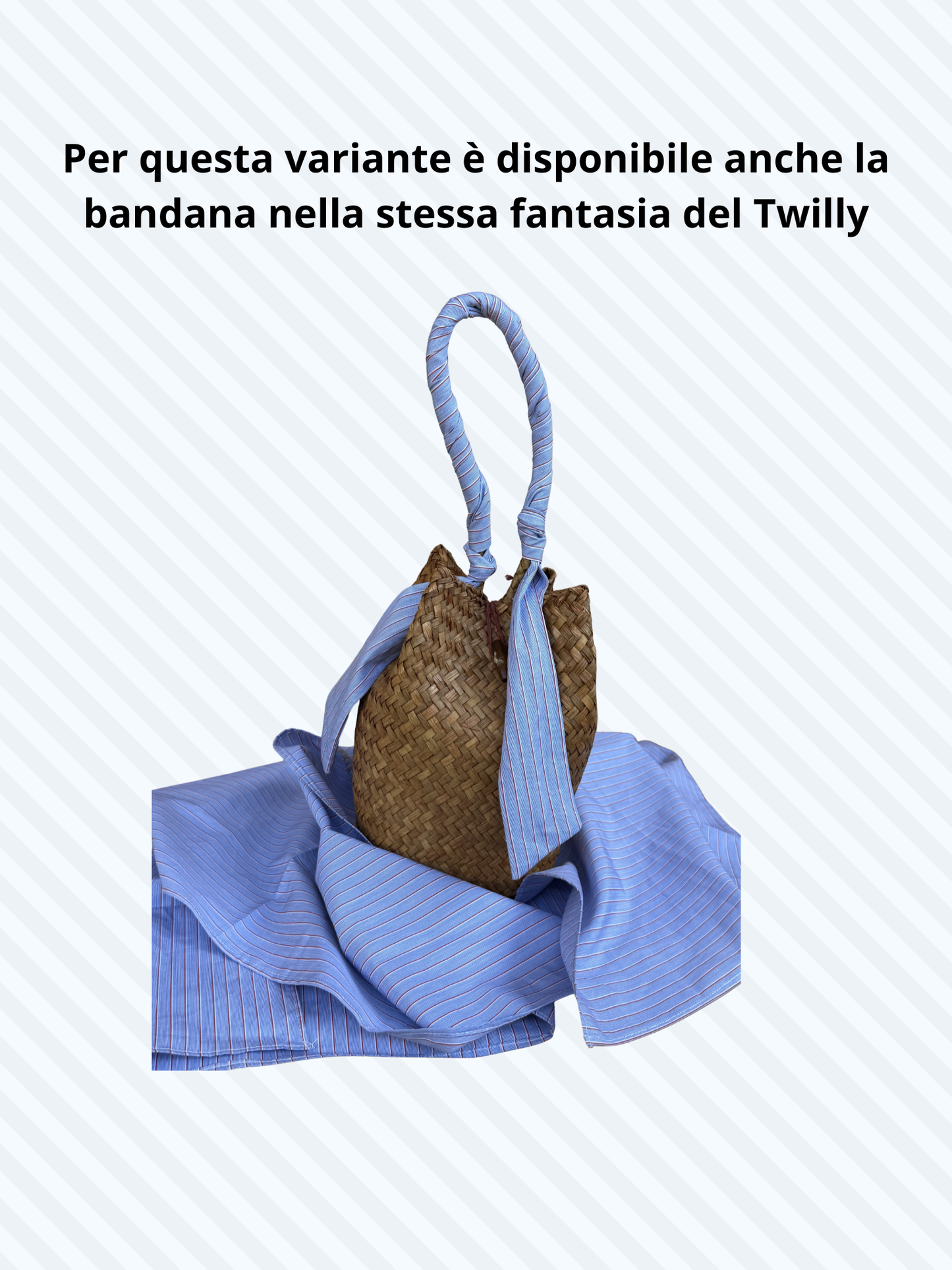 Sandy Bag Twilly azzurro a righe blu e amaranto - Personalizzabile con iniziali