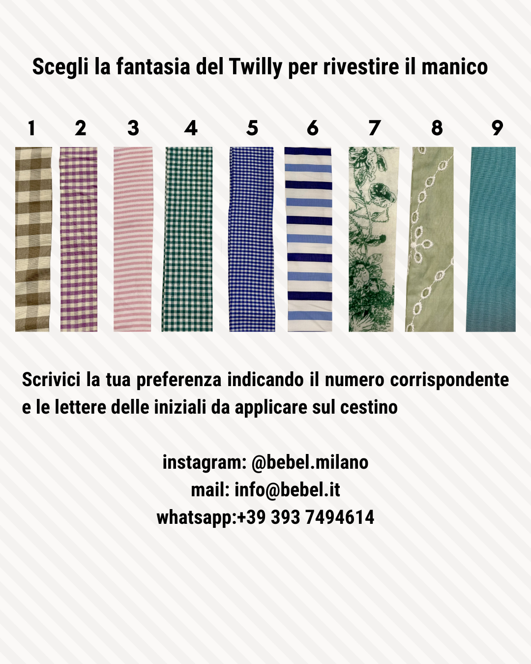 Sandy Bag - Twilly a righe rosa - Personalizzabile con le iniziali
