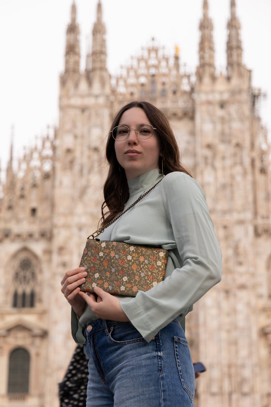 La Poshetta Mini Jacquard verde a fiori