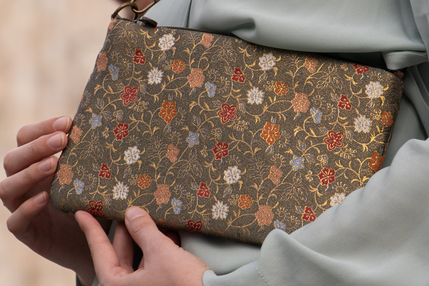 La Poshetta Mini Jacquard verde a fiori