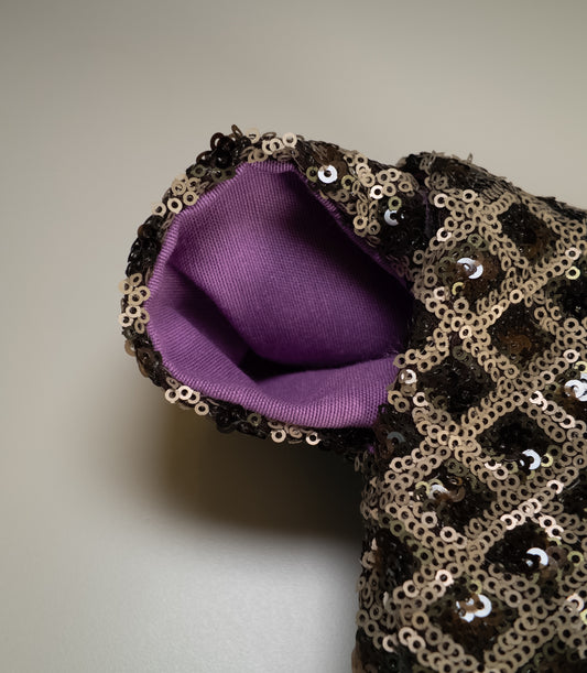 Bond paillettes marrone e oro