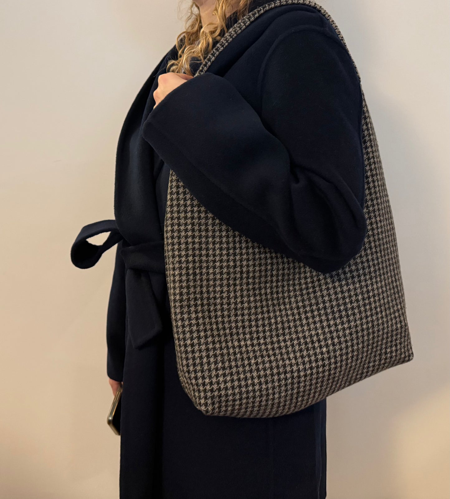 Angie Bag Pied de Poule sabbia e nero