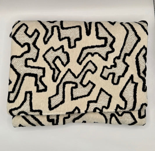 Clutch Jacquard velluto panna e nero