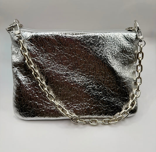 La Poshetta Mini pelle sintetica argento