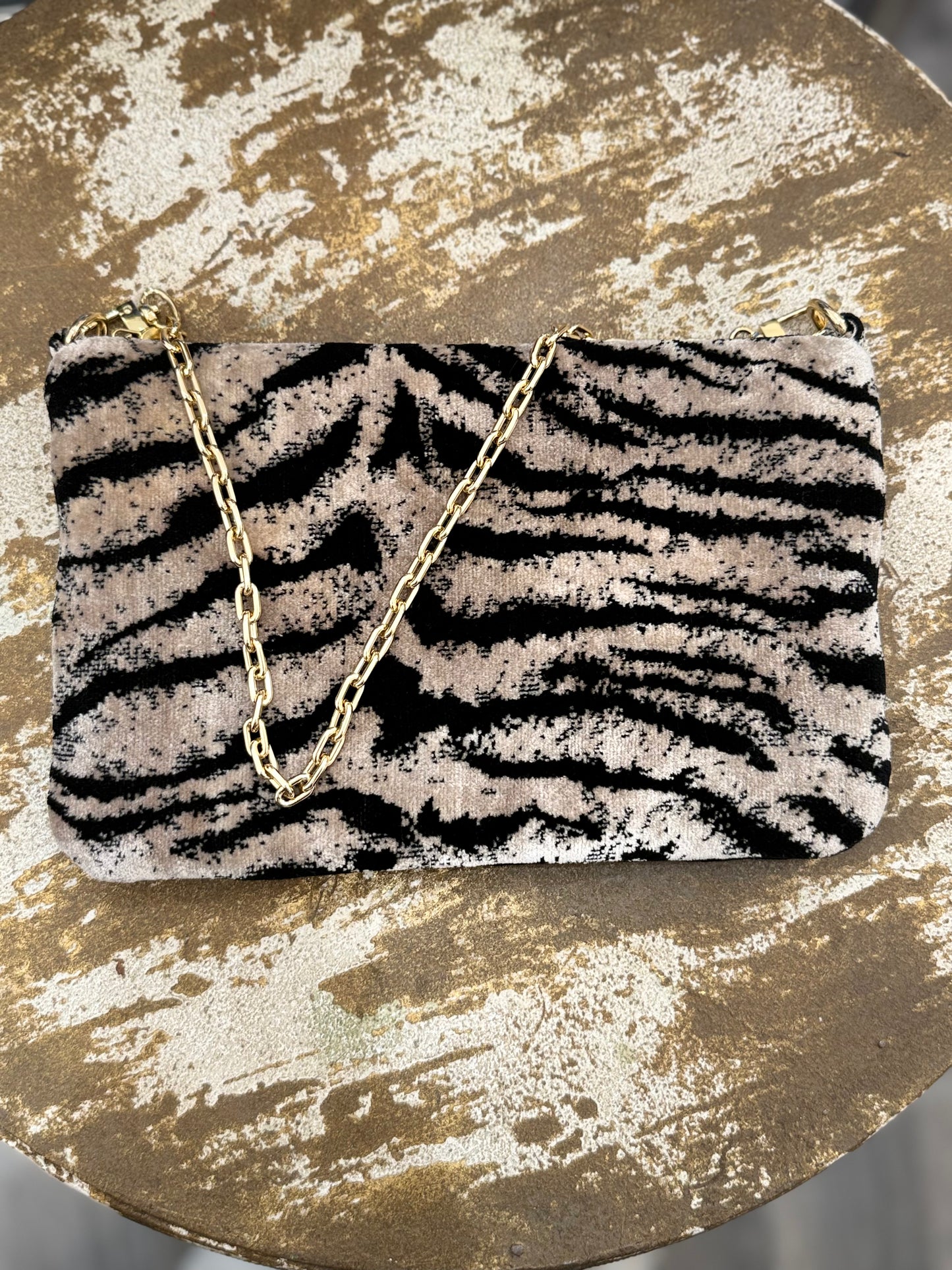 La Poshetta in velluto Jacquard animalier - Retro in velluto nero