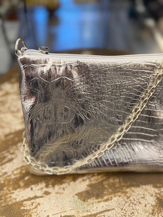 La Poshetta pelle sintetica cocco argento