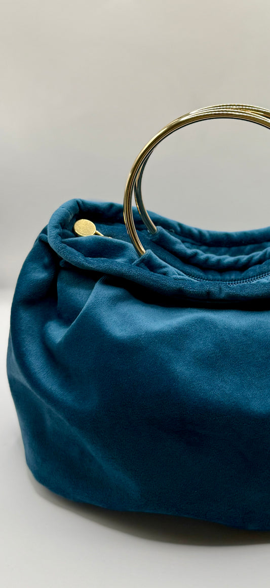 Bignè velluto petrolio - Manico a due cerchi