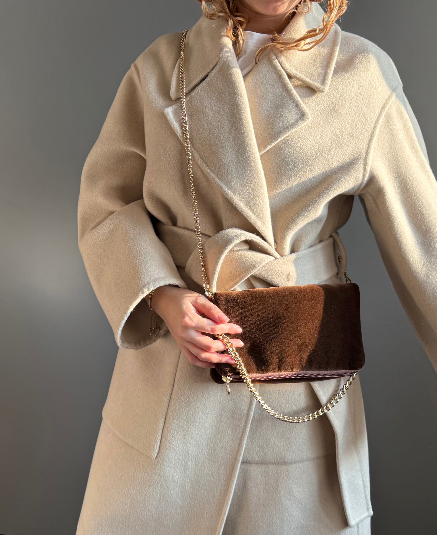 Zippy velluto di cotone marrone bruciato