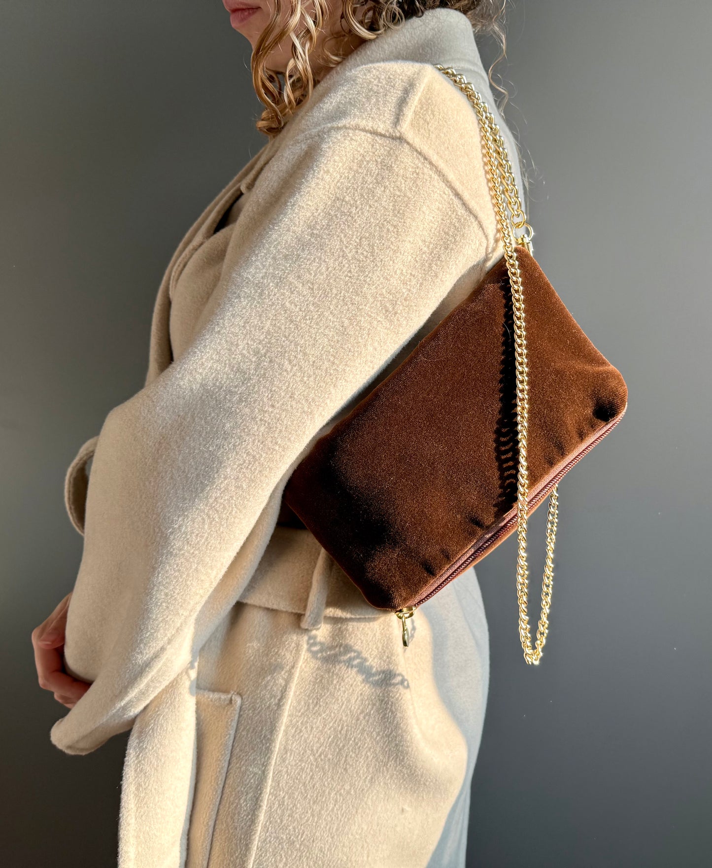 Zippy velluto di cotone marrone bruciato