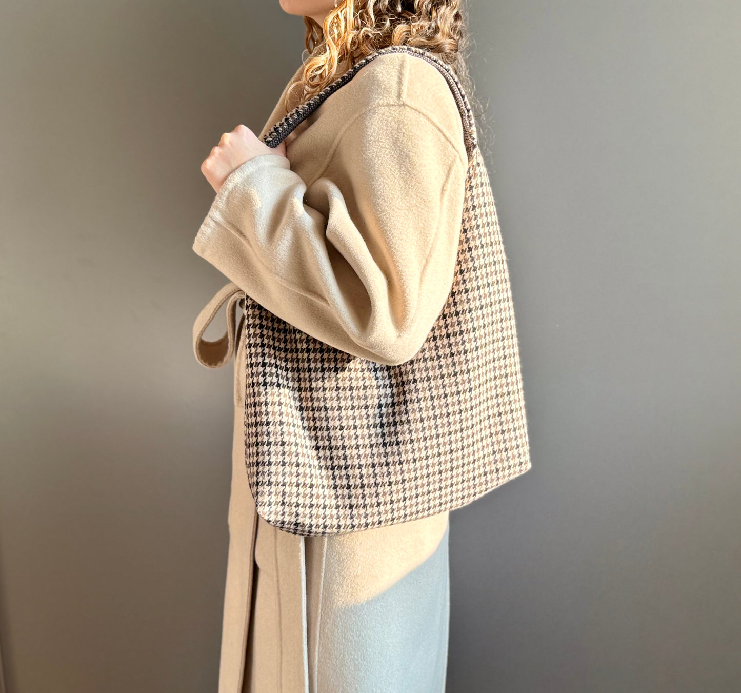 Angie Bag Pied de Poule tortora e grigio