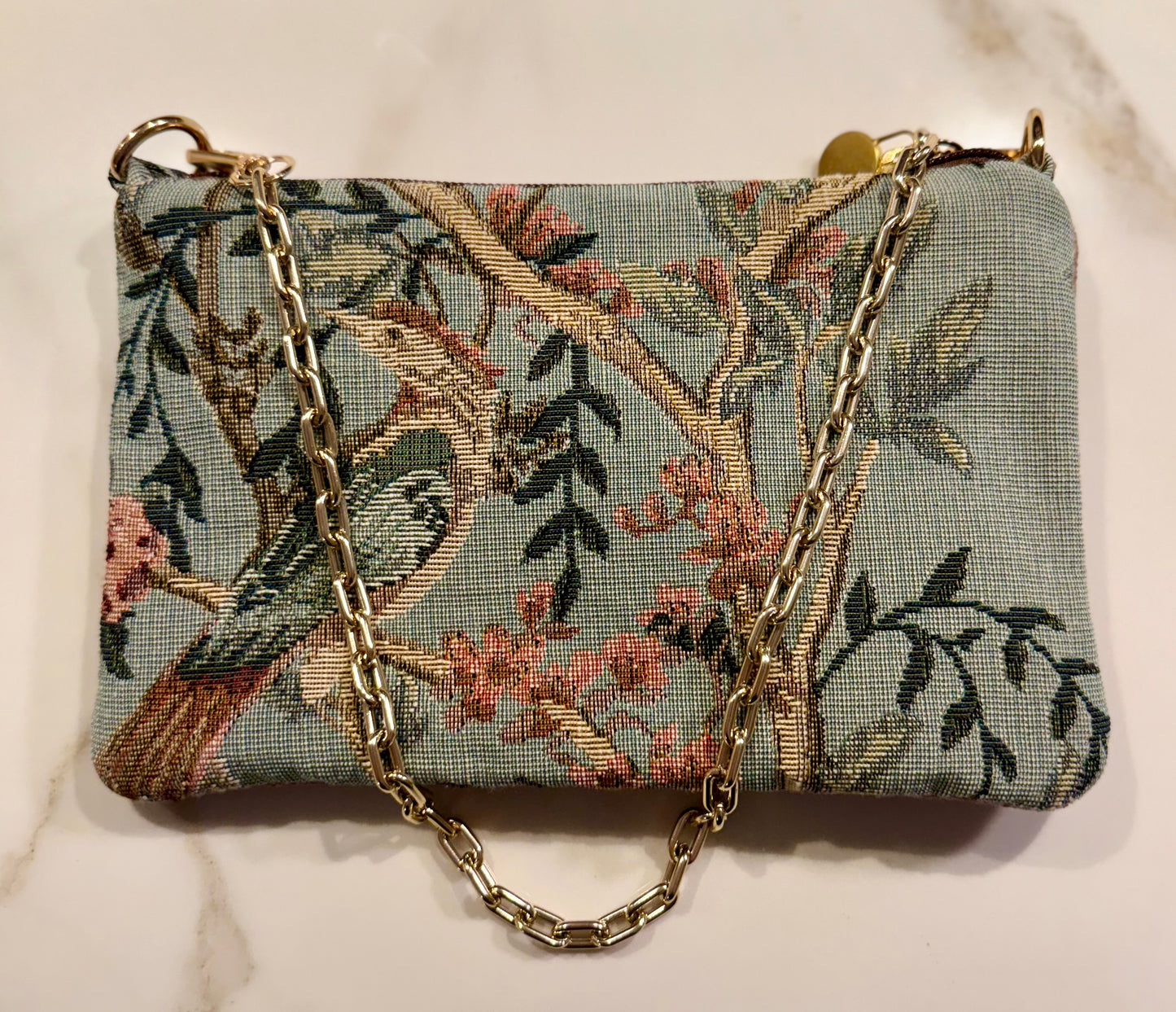 La Poshetta Mini Jacquard verde e rosa fantasia giapponese - Retro velluto rosa