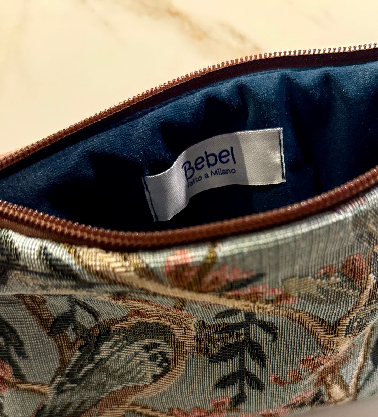 La Poshetta Mini Jacquard verde e rosa fantasia giapponese - Retro velluto rosa