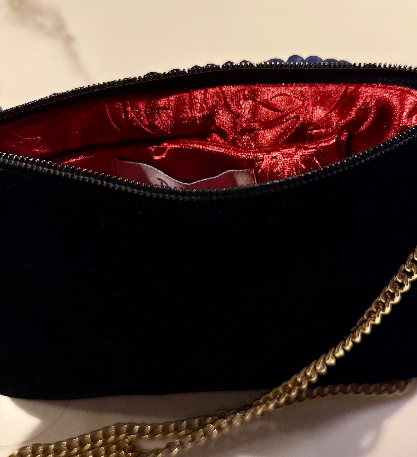 La Poshetta Mini Jacquard e paiettes nera - Retro in velluto nero