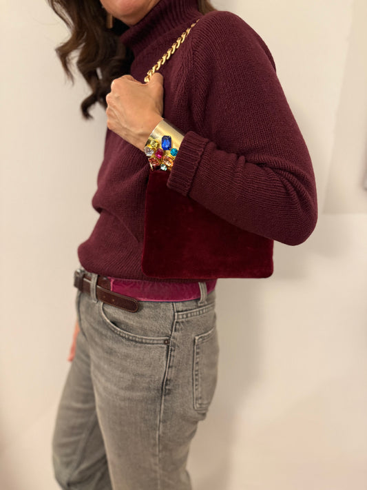 La Poshetta Mini velluto burgundy