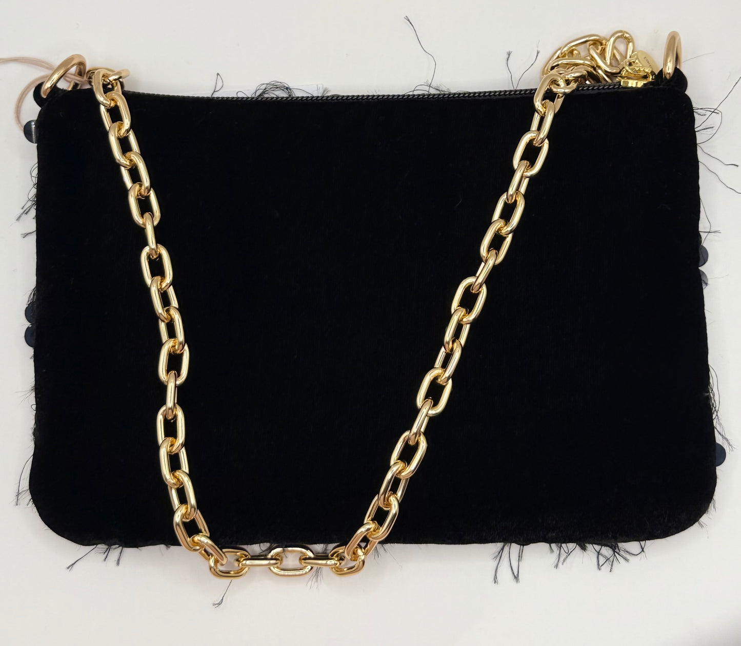 La Poshetta Mini paillettes nere a rombi - Retro in velluto nero