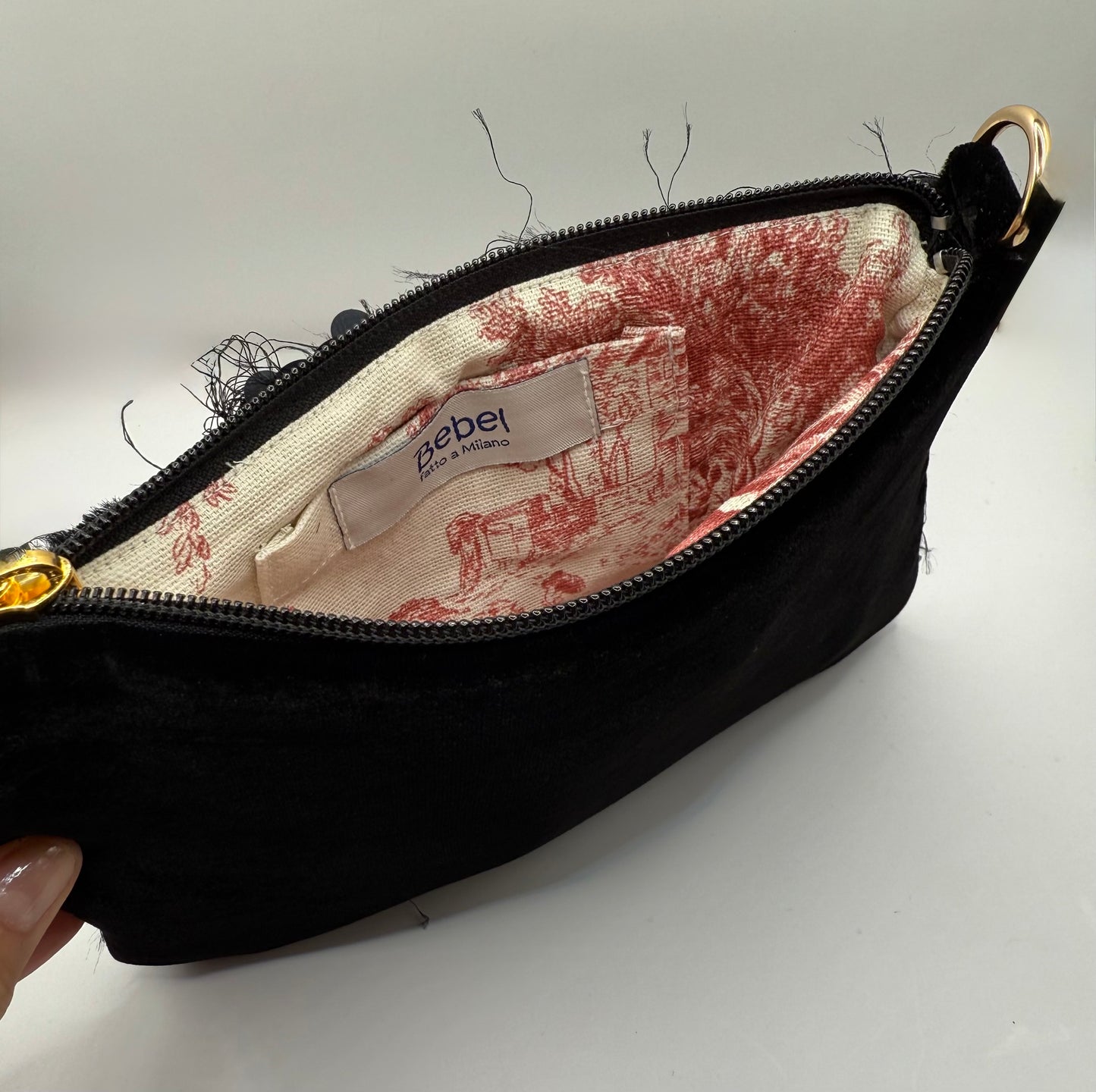 La Poshetta Mini paillettes nere a rombi - Retro in velluto nero