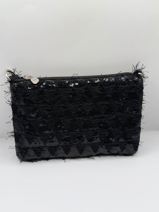 La Poshetta Mini paillettes nere a rombi - Retro in velluto nero