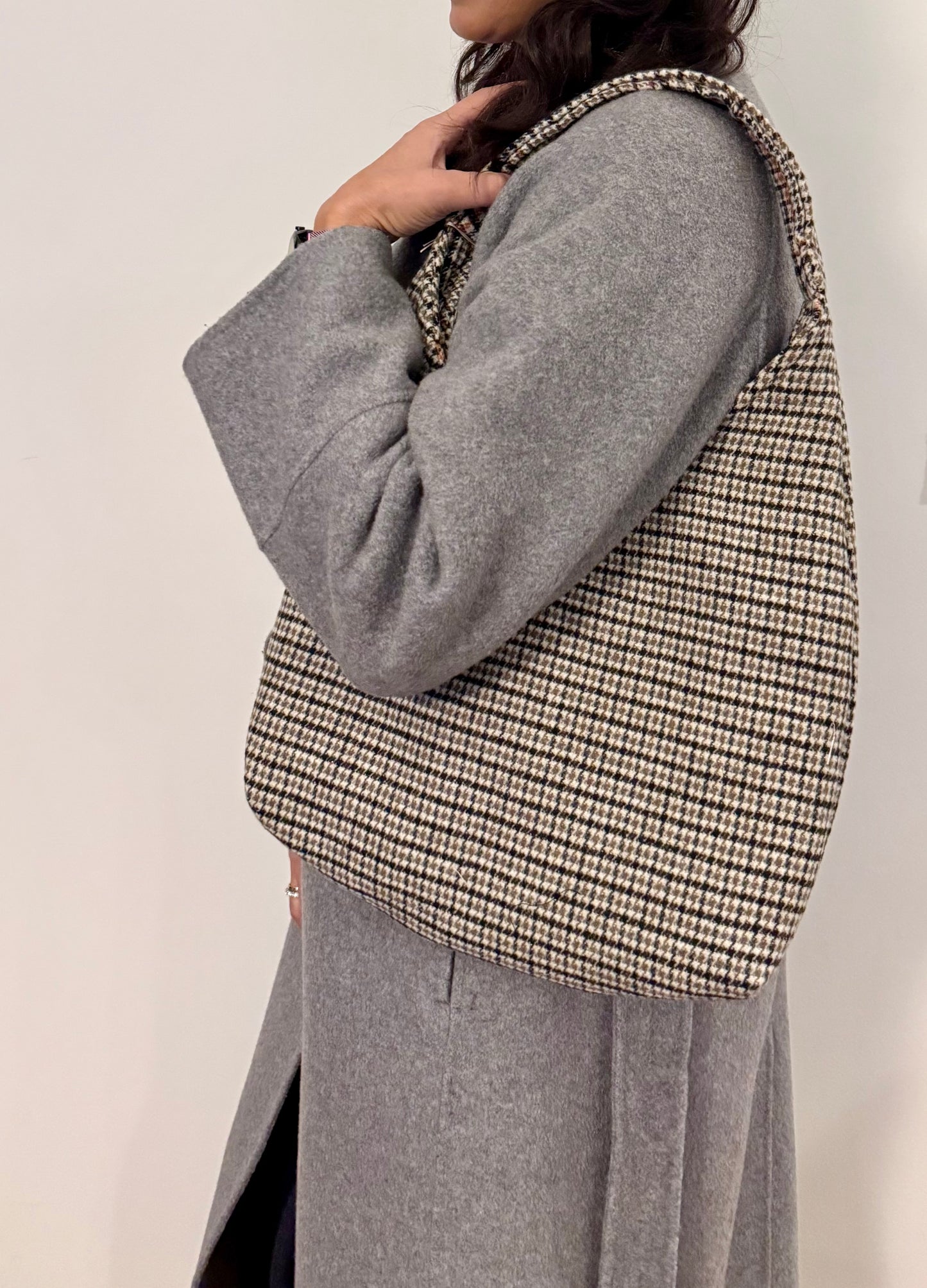 Angie Bag Pied de Poule tortora e nero