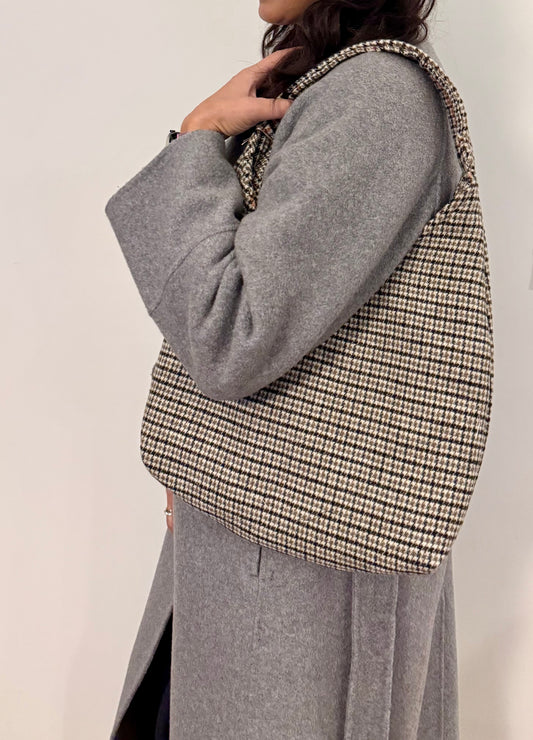 Angie Bag Pied de Poule tortora e nero