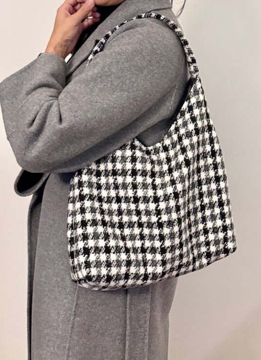 Angie Bag Pied de Poule nero e grigio