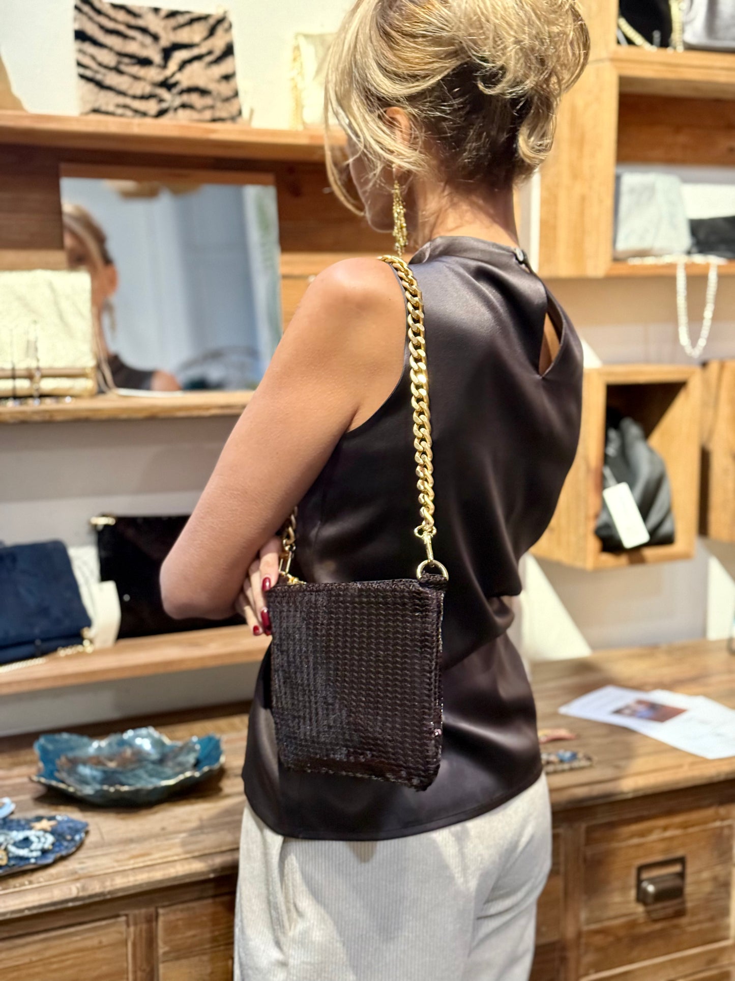 La Poshetta paillettes marroni