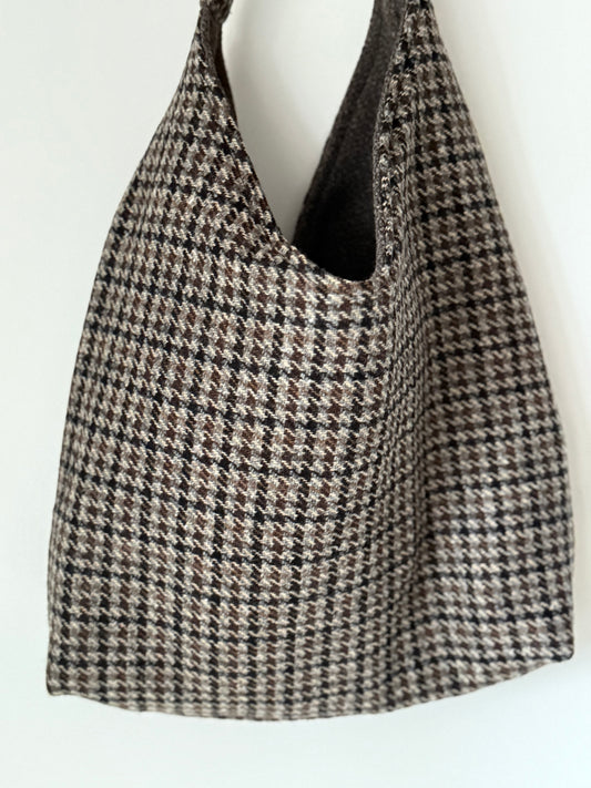 Angie Bag Pied de Poule grigio marrone e nero