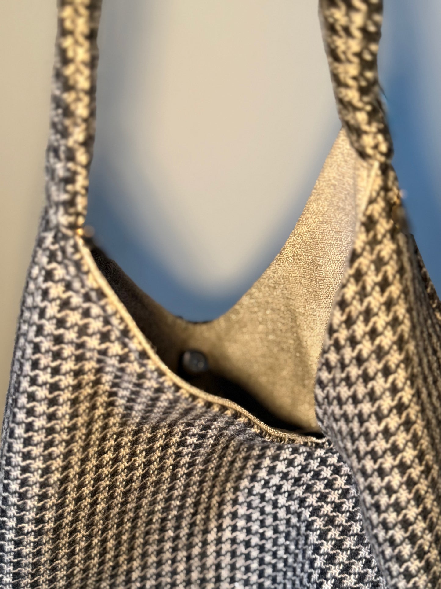 Angie Bag Pied de Poule sabbia e nero