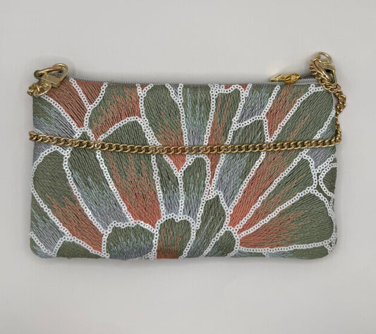 La Poshetta Mini Jacquard paillettes colorate - Retro verde