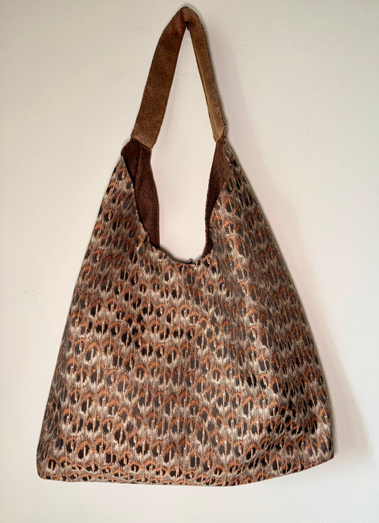 Angie Bag Pied de Poule reversibile fantasia nocciola - Retro nocciola