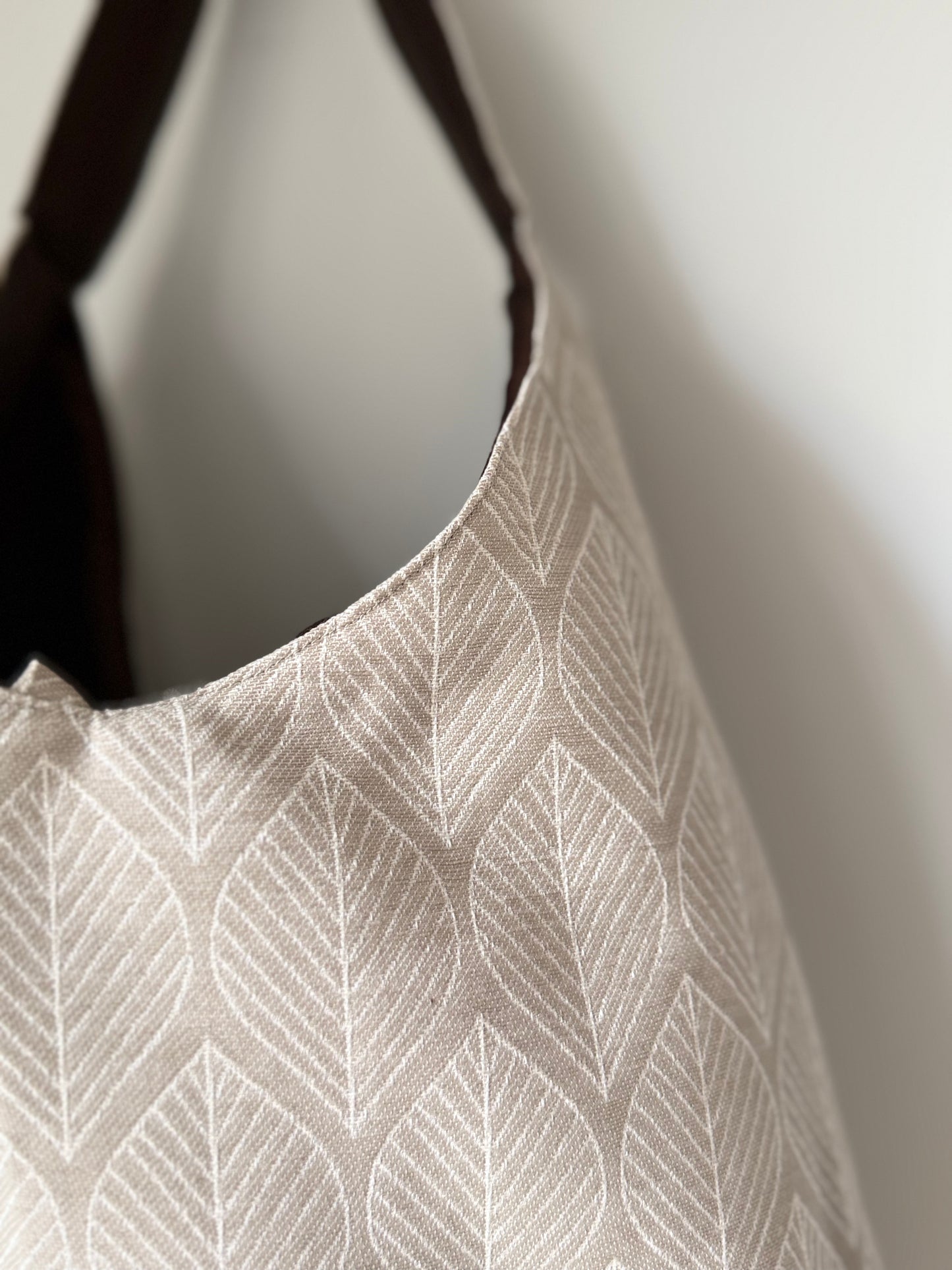 Angie Bag a foglie beige - Interno Shantung cioccolato